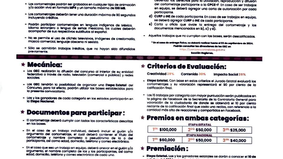 VI Concurso Transparencia en corto Sonora 2024