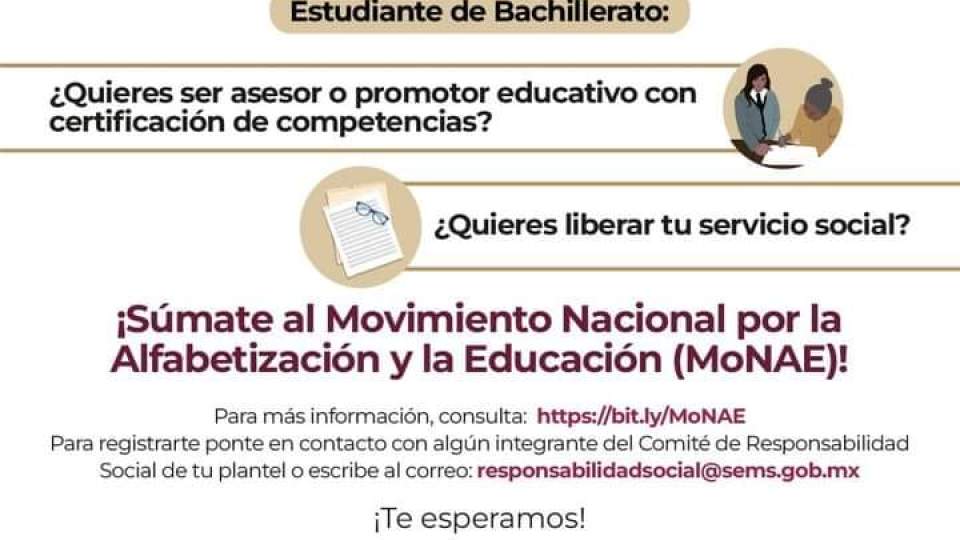 Apoya nuestra labor educativa y únete a la #FamiliaINEA, además concluye tu servicio social mientras acompañas en su proceso educativo ✏️📚 a a personas jóvenes y adultas.