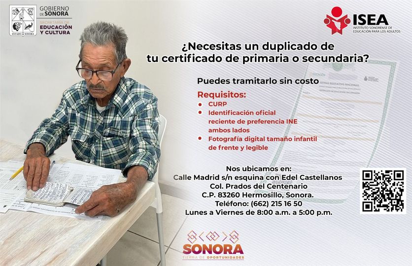 Si recibiste tu certificado de primaria  o secundaria en el ISEA después del 2018 y lo extraviaste, recuerda que puedes reimprimirlo a través de nuestra página web.