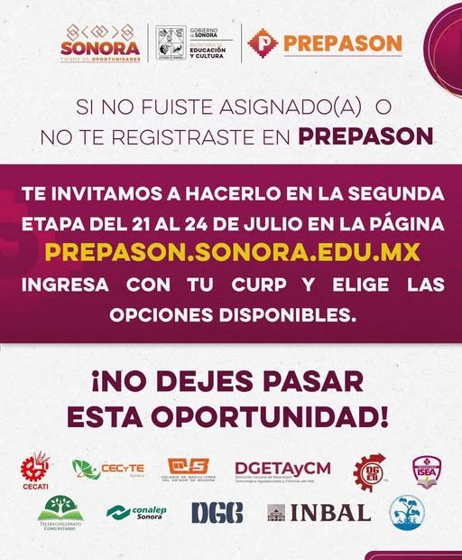 🟠 Que no se te pase, registraste en la Segunda Etapa de PREPASON. 🏫