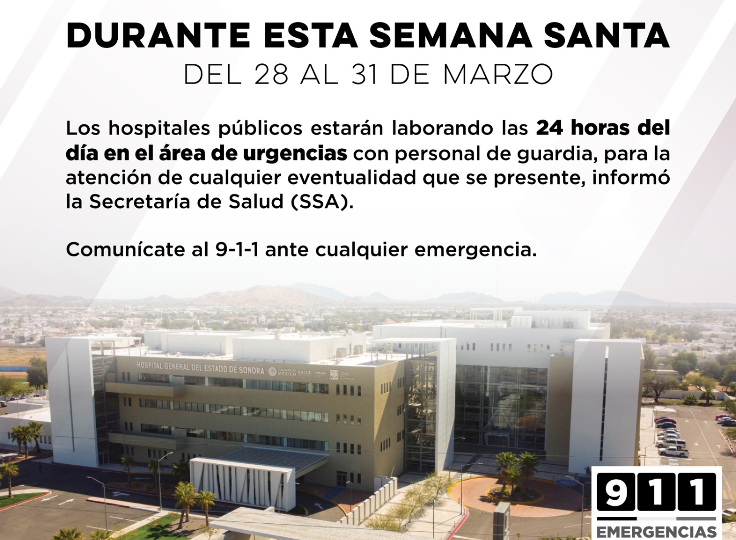 Hospitales públicos contarán con guardias en el área de urgencias: Salud Sonora