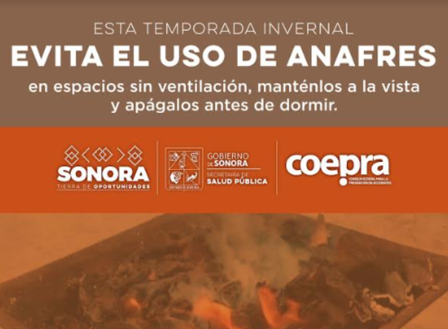 Ante la presencia de bajas temperaturas en el estado, Salud Sonora advierte sobre uso de aparatos para mitigar el frío